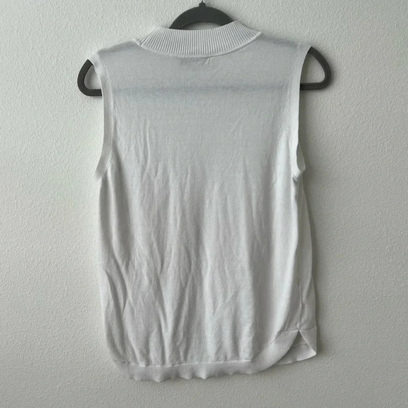 LOFT white 100% cotton crew neck top/vest - Picture 3 of 4